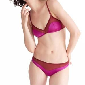 NEW ARAKS maya silk chiffon thong bottom in amaranth